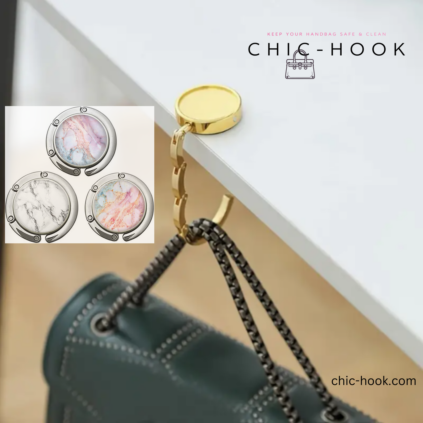 Handbag/Purse Table Hook in Soft Marble